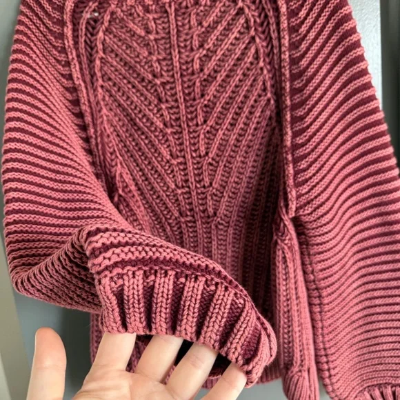 Free People Sweetheart Mock Neck Sweater Wine Burgundy Size XL - Picture 5 of 7